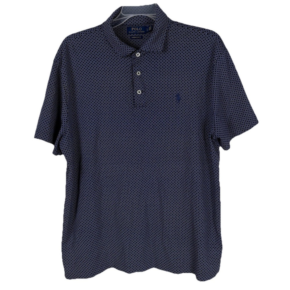Polo Ralph Lauren Shirt Mens Large Blue Geometric Print Custom Slim Fit Golf Top